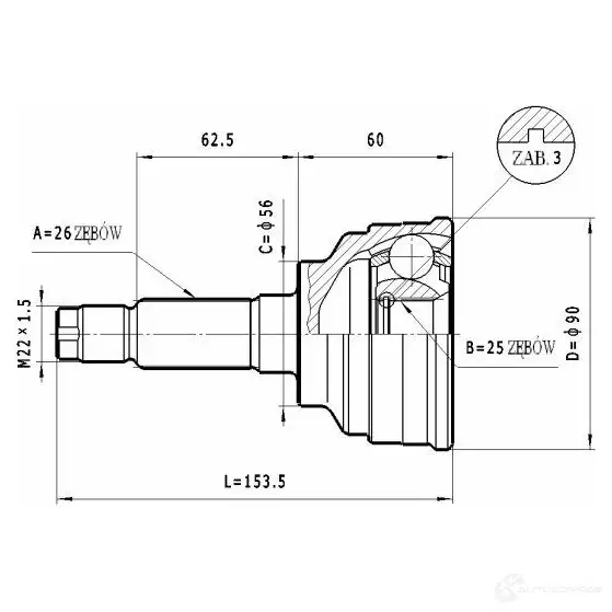 Шрус приводного вала, комплект STATIM c460 222 WJA 1229368766 изображение 0