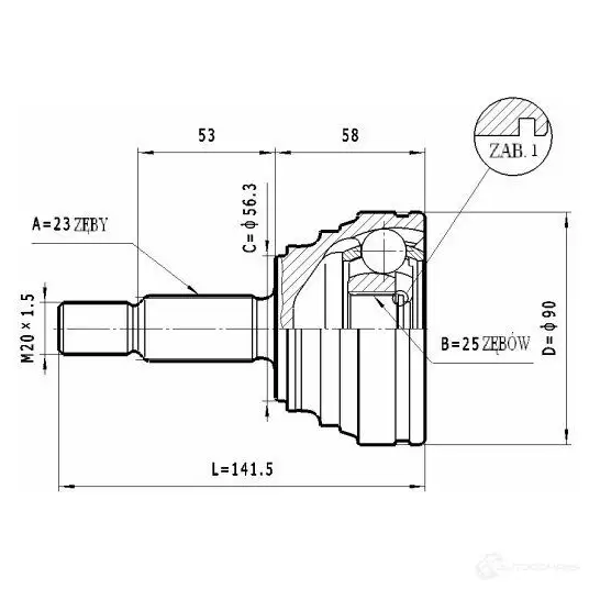 Шрус приводного вала, комплект STATIM DFA 5CV 1229368354 c365