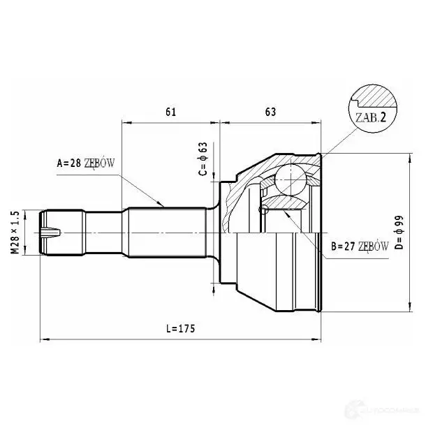 Шрус приводного вала, комплект STATIM c163 TSPL L 1229367616