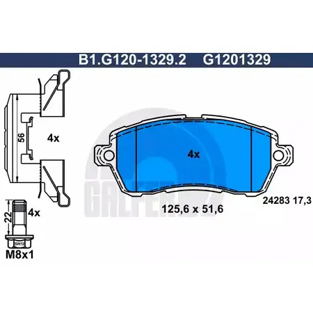 Тормозные колодки дисковые, комплект GALFER 242 83 G1201329 1194415527 B1.G120-1329.2