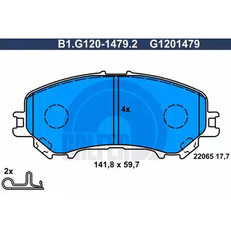 Тормозные колодки дисковые, комплект GALFER G1201479 2206 5 1194415625 B1.G120-1479.2 изображение 0