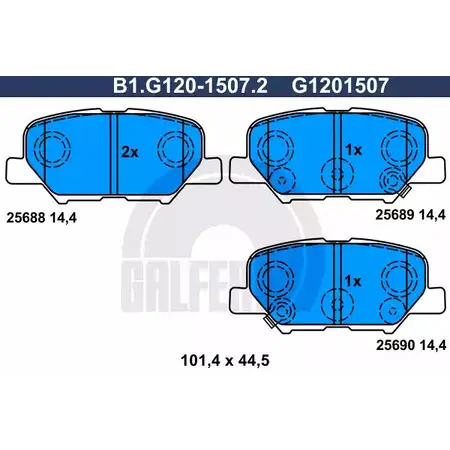 Тормозные колодки дисковые, комплект GALFER 1194415663 B1.G120-1507.2 2568 8 25689 изображение 0