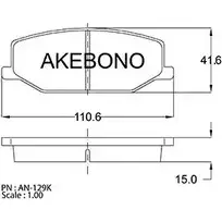 Тормозные колодки, дисковые, комплект AKEBONO AN-129K 1194440386 E13 90R-010018/001 21 142 изображение 0