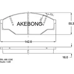 Тормозные колодки, дисковые, комплект AKEBONO AN-135K 1194440412 211 58 E13 90R-010011/001 изображение 0