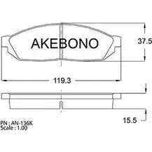 Тормозные колодки, дисковые, комплект AKEBONO AN-136K E13 90R-010017/001 20 731 1194440416 изображение 0