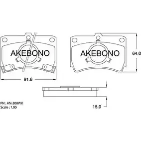 Тормозные колодки, дисковые, комплект AKEBONO AN-208WK 20041 20039 1194440496 изображение 0