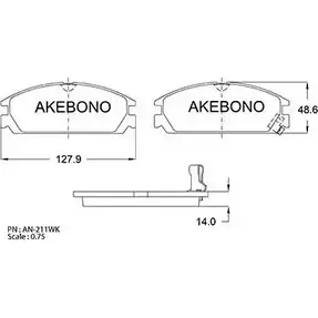 Тормозные колодки, дисковые, комплект AKEBONO 20104 AN-211WK 1194440508 20 099 изображение 0