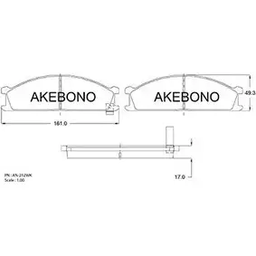 Тормозные колодки, дисковые, комплект AKEBONO 21348 AN-212WK 1194440518 21347