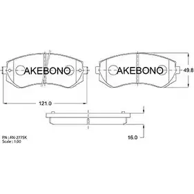 Тормозные колодки, дисковые, комплект AKEBONO 23502 1194440732 E1 90R-01513/026 AN-277SK
