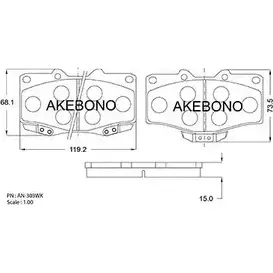 Тормозные колодки, дисковые, комплект AKEBONO 21681 21679 AN-303WKE 1194440807 изображение 0