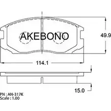 Тормозные колодки, дисковые, комплект AKEBONO AN-317K 21650 E2 90R-01142/007 1194440856