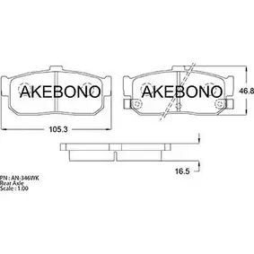 Тормозные колодки, дисковые, комплект AKEBONO 1194440948 21714 AN-346WK 2171 3 изображение 0