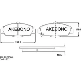 Тормозные колодки, дисковые, комплект AKEBONO AN-375WK 218 79 21880 1194441010 изображение 0