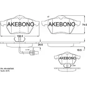 Тормозные колодки, дисковые, комплект AKEBONO 1194441188 21849 21848 AN-4007WK изображение 0