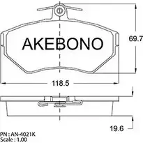 Тормозные колодки, дисковые, комплект AKEBONO AN-4021KE E13 90R-010219/001 21945 1194441276 изображение 0