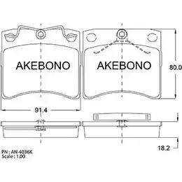Тормозные колодки, дисковые, комплект AKEBONO 20652 20651 AN-4036K 1194441336 изображение 0