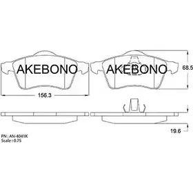 Тормозные колодки, дисковые, комплект AKEBONO 21883 AN-4041K 21885 1194441370 изображение 0