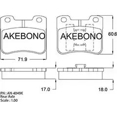 Тормозные колодки, дисковые, комплект AKEBONO E13 90R-010258/001 AN-4049K 1194441412 21857 изображение 0