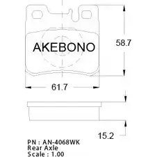 Тормозные колодки, дисковые, комплект AKEBONO 1194441506 21197 AN-4068WK E13 90R-010246/001 изображение 0