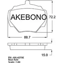 Тормозные колодки, дисковые, комплект AKEBONO 21238 21237 1194441556 AN-4079K