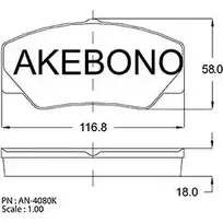 Тормозные колодки, дисковые, комплект AKEBONO E13 90R-010223/001 21141 1194441578 AN-4080KE изображение 0