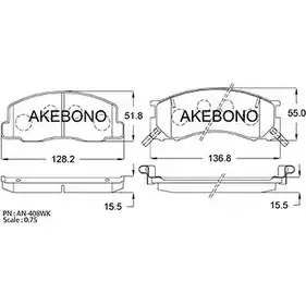 Тормозные колодки, дисковые, комплект AKEBONO 1194441612 21369 21780 AN-408WK изображение 0