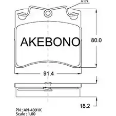 Тормозные колодки, дисковые, комплект AKEBONO 1194441633 21635 AN-4091KE 20652 изображение 0