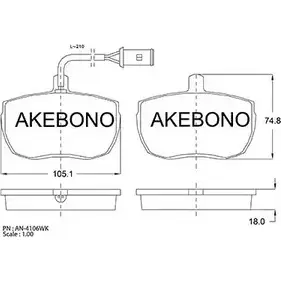 Тормозные колодки, дисковые, комплект AKEBONO 1194441694 20359 21160 AN-4106WK изображение 0