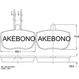 Тормозные колодки, дисковые, комплект AKEBONO 1194441884 20359 20759 AN-4157WK изображение 0