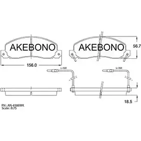 Тормозные колодки, дисковые, комплект AKEBONO 20926 20928 AN-4188WKE 1194442014