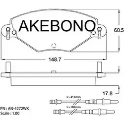 Тормозные колодки, дисковые, комплект AKEBONO 1194442382 E13 90R-010267/001 AN-4272WKE 23277