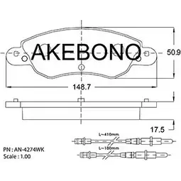 Тормозные колодки, дисковые, комплект AKEBONO 1194442388 AN-4274WK 23276 E13 90R-010304/001 изображение 0