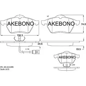 Тормозные колодки, дисковые, комплект AKEBONO 21911 1194442590 20676 AN-4312WK