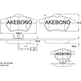 Тормозные колодки, дисковые, комплект AKEBONO 21911 AN-4312WKE 20676 1194442594 изображение 0