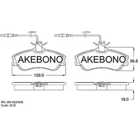 Тормозные колодки, дисковые, комплект AKEBONO 23125 AN-4324WK 1194442666 23124 изображение 0