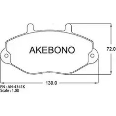 Тормозные колодки, дисковые, комплект AKEBONO E13 90R-02A1093/1555 21469 1194442772 AN-4341KE