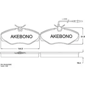 Тормозные колодки, дисковые, комплект AKEBONO AN-4343WKE 23452 1194442785 23453 изображение 0