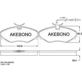 Тормозные колодки, дисковые, комплект AKEBONO 1194442798 23099 23098 AN-4345WK