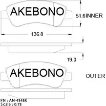Тормозные колодки, дисковые, комплект AKEBONO AN-4348K 1194442814 23954 23599 изображение 0