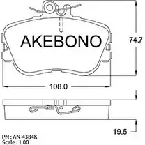 Тормозные колодки, дисковые, комплект AKEBONO E13 90R-010212/001 21439 AN-4384KE 1194442968 изображение 0