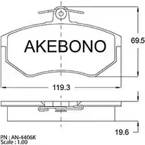 Тормозные колодки, дисковые, комплект AKEBONO AN-4406K E13 90R-010220/003 1194443062 20669 изображение 0