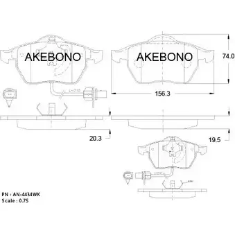 Тормозные колодки, дисковые, комплект AKEBONO 20676 AN-4434WK 1194443186 21938