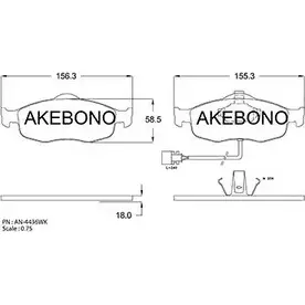 Тормозные колодки, дисковые, комплект AKEBONO 21396 21638 AN-4436WK 1194443200 изображение 0