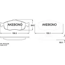 Тормозные колодки, дисковые, комплект AKEBONO 21394 1194443480 AN-4523K 21396