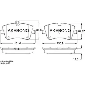 Тормозные колодки, дисковые, комплект AKEBONO 23144 1194443614 AN-4557K 23145