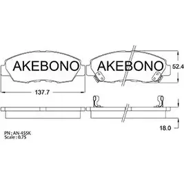 Тормозные колодки, дисковые, комплект AKEBONO 21498 AN-455WK 1194443626 21497