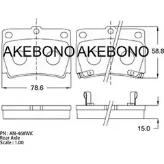 Тормозные колодки, дисковые, комплект AKEBONO 1194444088 23593 AN-468WK 23594