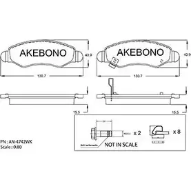 Тормозные колодки, дисковые, комплект AKEBONO 1194444274 23605 AN-4742WK 23607