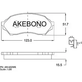 Тормозные колодки, дисковые, комплект AKEBONO 1194444654 AN-602WK 234 90 P3ALS изображение 0
