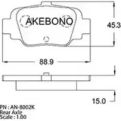 Тормозные колодки, дисковые, комплект AKEBONO 1194445190 E13 90R-010109/001 2345 4 AN-8002K изображение 0